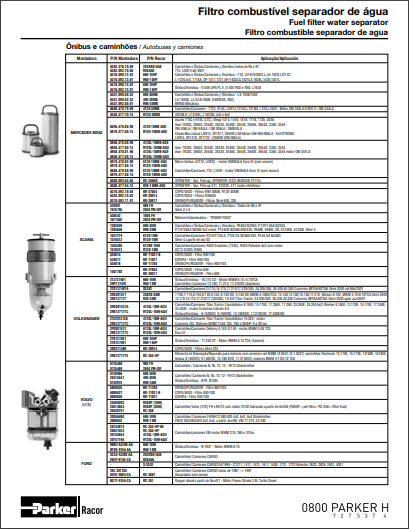 (3) Filtro Combustível separador de Água – Racor