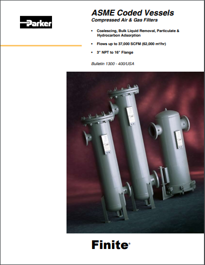 Filtro de ar e gás comprimido padrão ASME - ASME Coded Vessels Compressed Air & Gas Filters (1300-400 USA)