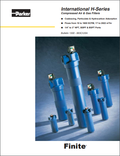 Filtros de ar e gás comprimido FINITE série H - International H-Series - Compressed Air & Gas Filters