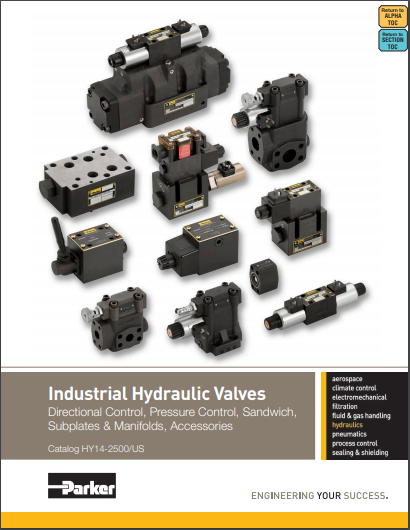 Industrial Hydraulic Valves - Directional Control, Pressure Control, Sandwich, Subplates & Manifolds, Accessories (HY14-2500US)